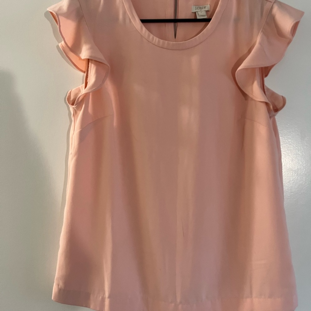 JCrew Women's Pink Ruffle Sleeve Top